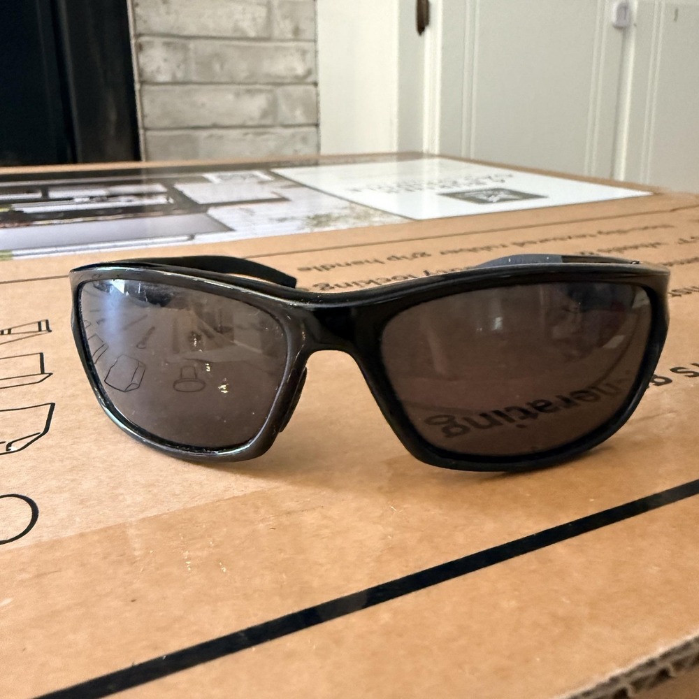 RIVBOS RB0831 Sunglasses Mens 64mm Black Gray Tinted Wrap Plastic Sport